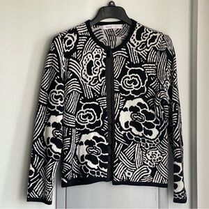 SKOVHUUS Black and White Floral Patterned Cardigan Jacket